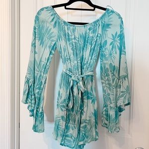 Pink Lily Boutique | Hawaiian Palm Green Romper | Size Sm